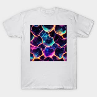 Geometric textile pattern design with neon light T-Shirt